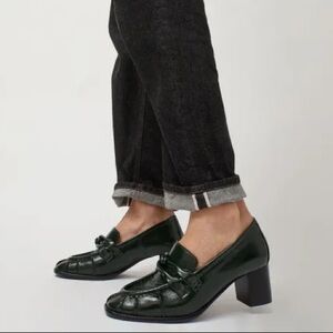 No. 6 Heeled Philippe Loafer in Bottle Green Patent Leather